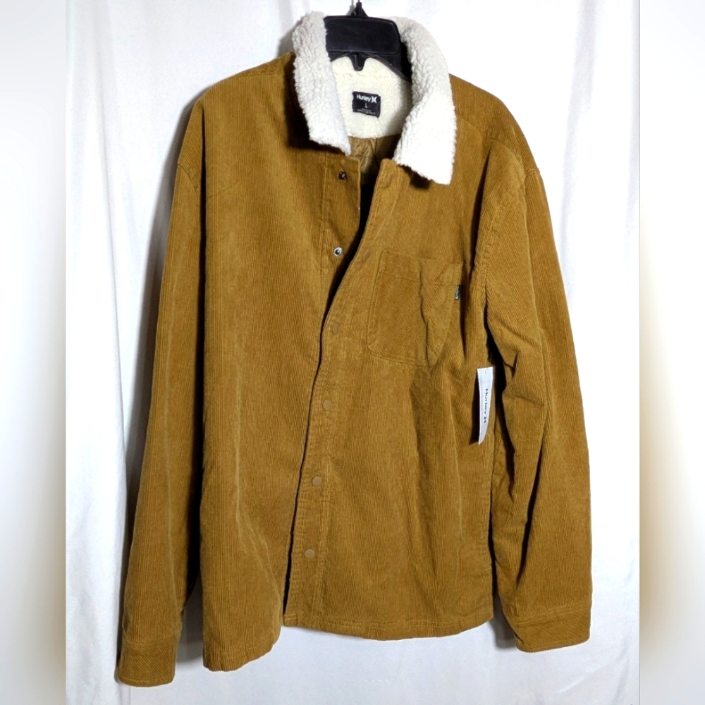 NWT Hurley Bixby Corduroy Sherpa Collar Quilted Jacket Warm Fall Sz L